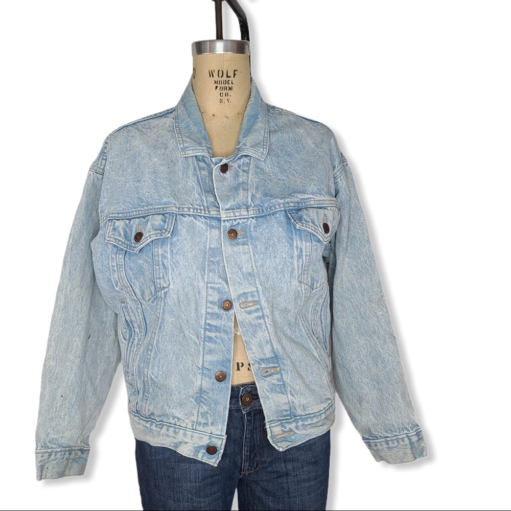 vintage levi's distressed acid wash jean jacket